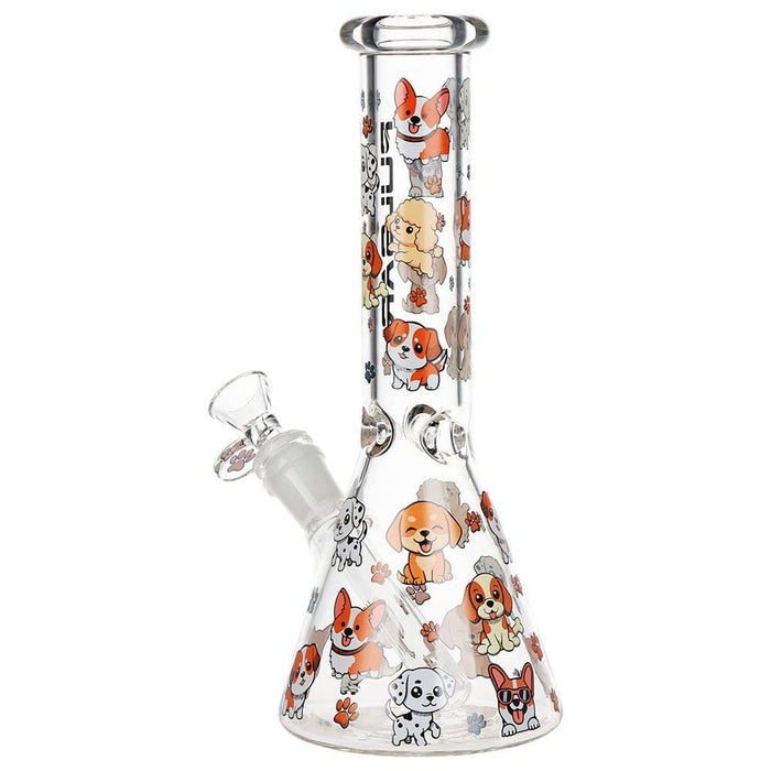 Pulsar Cute Doggies Beaker Glass Water Pipe - 9.75" / 14mm F - Toker Supply