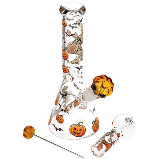 Pulsar Halloween Ball Herb Pipe Glow Duo - 10" / 14mm F - Toker Supply