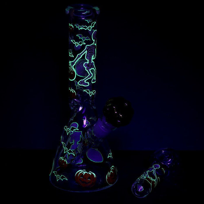 Pulsar Halloween Ball Herb Pipe Glow Duo - 10" / 14mm F - Toker Supply