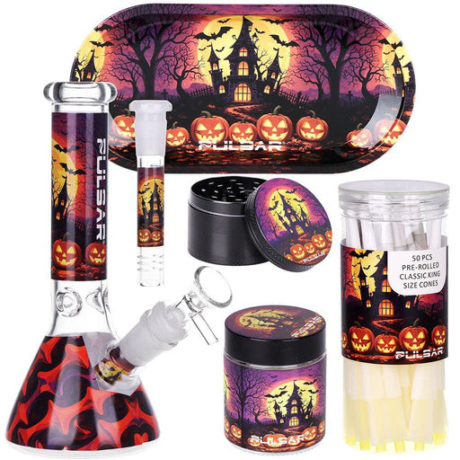 Pulsar Halloween House Beaker Glass Water Pipe Smokers Kit - 8" / 14mm F - Toker Supply