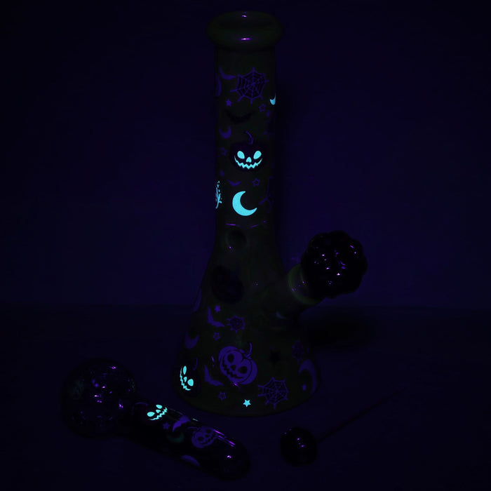 Pulsar Halloween Party Herb Pipe Glow Duo- 10" / 14mm F - Toker Supply