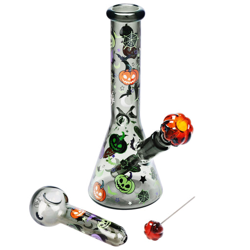 Pulsar Halloween Party Herb Pipe Glow Duo- 10" / 14mm F - Toker Supply