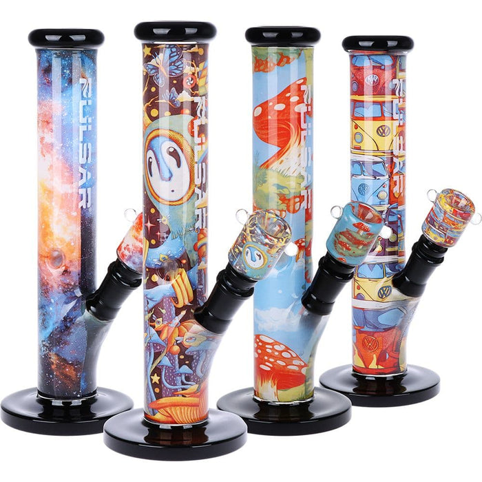 Pulsar Inside Print Straight Tube Glass Water Pipe | 11.25" - Toker Supply