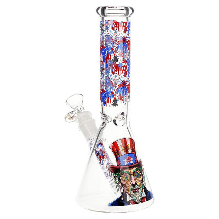 Pulsar Melting Uncle Sam Beaker Glass Water Pipe - 9.75" / 14mm F - Toker Supply