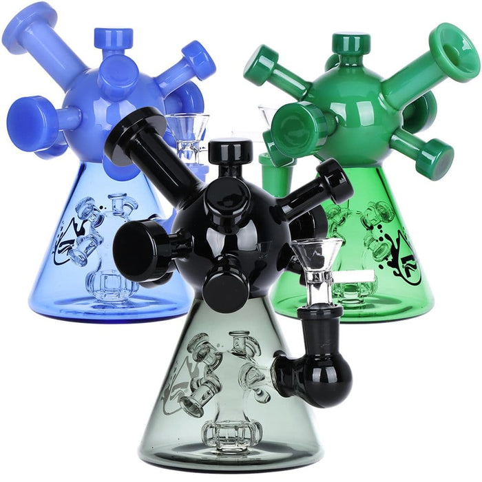 Pulsar Molecule Glass Water Pipe - 7" / 14mm F / Colors Vary - Toker Supply