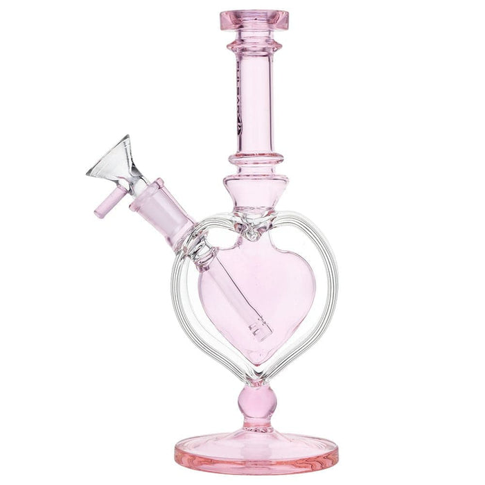 Pulsar Pink Heart Chalice Glass Water Pipe - 9" / 14mm F - Toker Supply