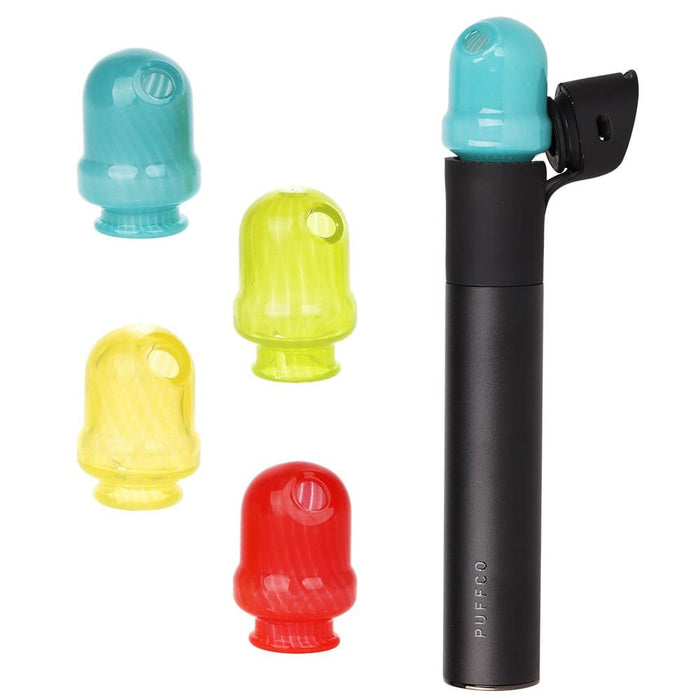 Pulsar Round Tip Glass Mouthpeice Attachment for Puffco Pivot w/ Display Stand - Colors Vary - Toker Supply