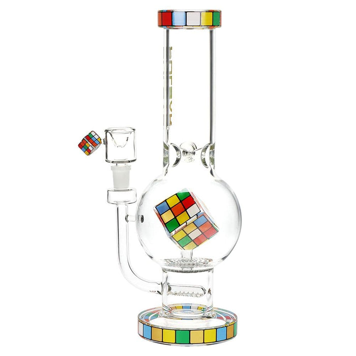 Pulsar Rubik's Cube Perc Bubble Base Glass Water Pipe - 12.5" - Toker Supply