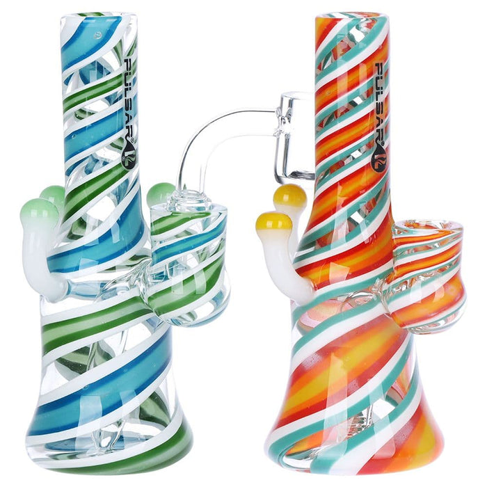 Pulsar Shroom Vision Wig Wag Glass Dab Rig - 5.75" / 14mm F / Colors Vary - Toker Supply