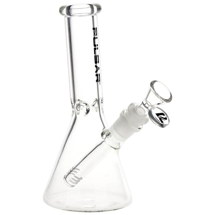 Pulsar Slant Neck Beaker Glass Water Pipe Zippered Case Travel Kit - 7" / Clear - Toker Supply
