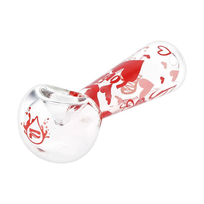 Pulsar Valentine's Hearts 'n' Roses Glass Herb Pipe Duo - 10" / 14mm F - Toker Supply