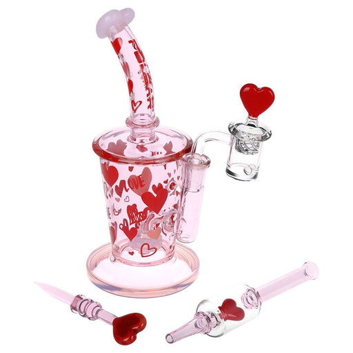 Pulsar Valentine's Love Hearts Glass Dab Rig Set - 8.5" / 14mm F - Toker Supply
