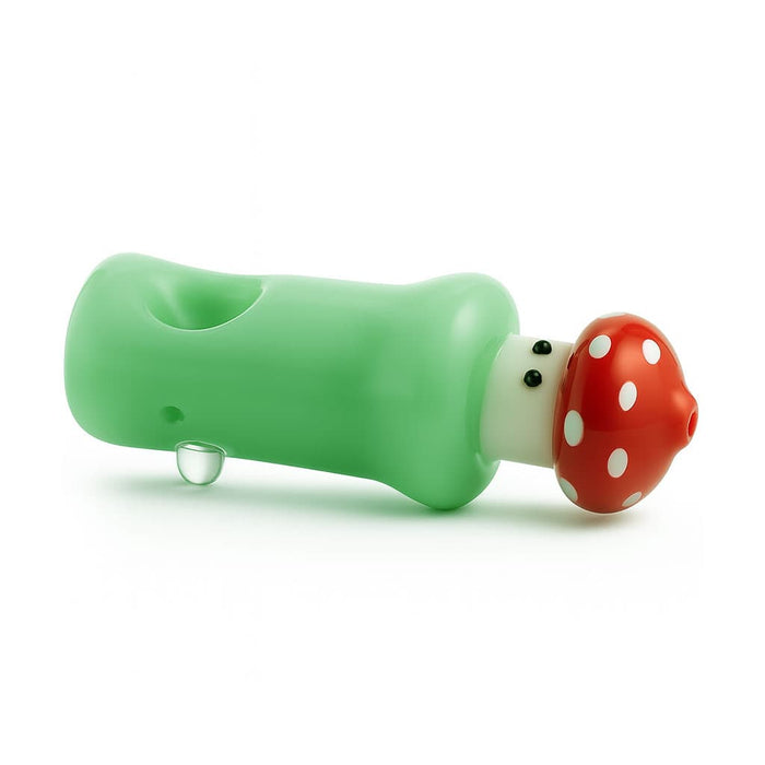RED TOP MUSHROOM GREEN HAND PIPE - Toker Supply