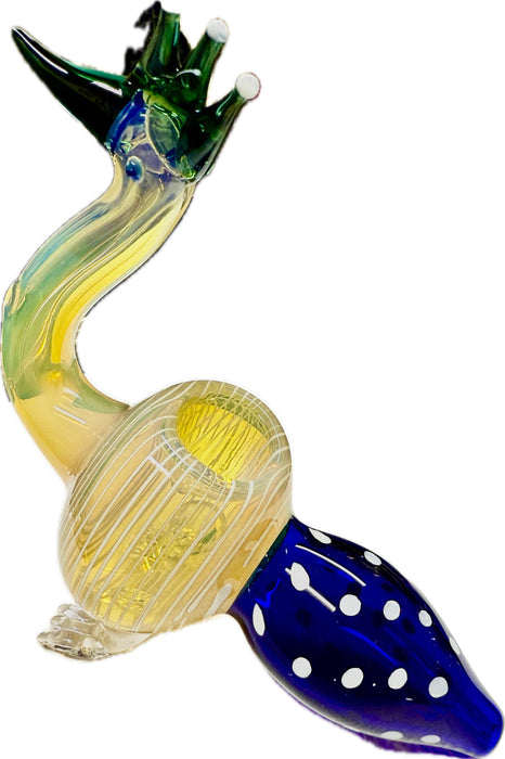 Ripkitty 5” Peacock Dry Herb Hand Pipe Borosilicate Glass - Colors May Vary - Toker Supply