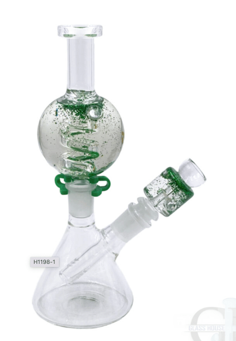 Rock Glass 8" 2-Piece Spiral Sphere Bong - Toker Supply