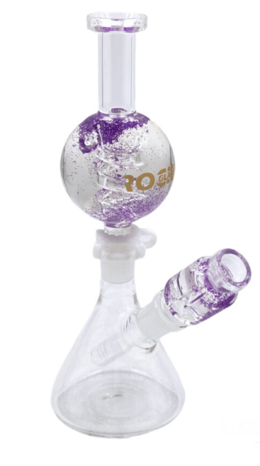 Rock Glass 8" Glycerine Spiral Globe - Toker Supply