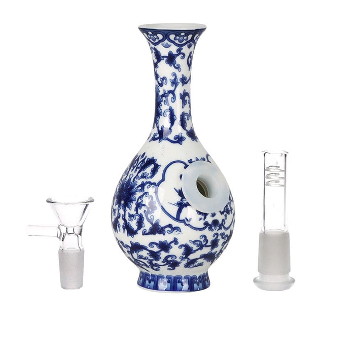 SeshGear Chinese Vase Ceramic Water Pipe -  5.75" / 14mm F / Bubble Base - Toker Supply