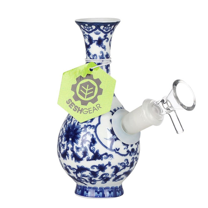 SeshGear Chinese Vase Ceramic Water Pipe -  5.75" / 14mm F / Bubble Base - Toker Supply