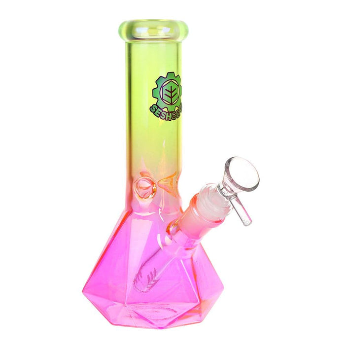 SeshGear Diamond Base Beaker Ombre Glass Water Pipe | 7.75" | 14mm F - Toker Supply