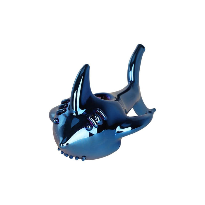 SeshGear Electroplated Cobalt Chomper Glass Hand Pipe - 5" - Toker Supply