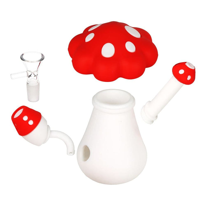 SeshGear Red Mushroom Silicone Water Pipe - 4.5" / 14mm F / Red - Toker Supply