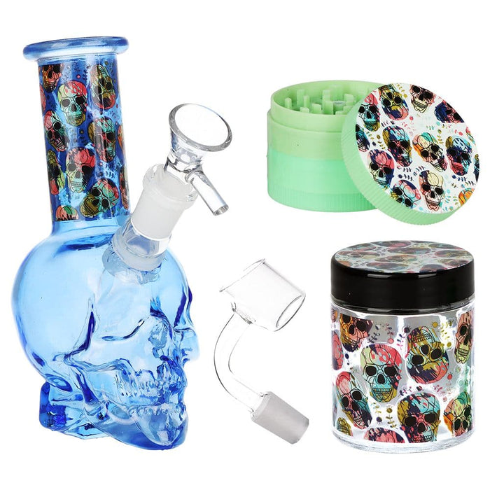 SeshGear Skulled Out Water Pipe Kit - 6" /  Colors & Designs Vary - Toker Supply