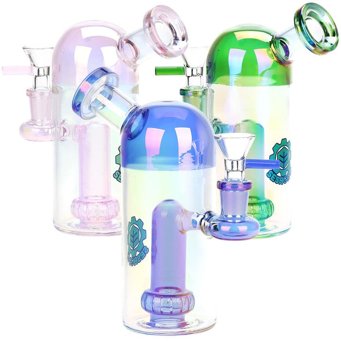 SeshGear Space Dome Showerhead Perc Electroplated Glass Water Pipe - 6.25" / 14mm F / Colors Vary - Toker Supply