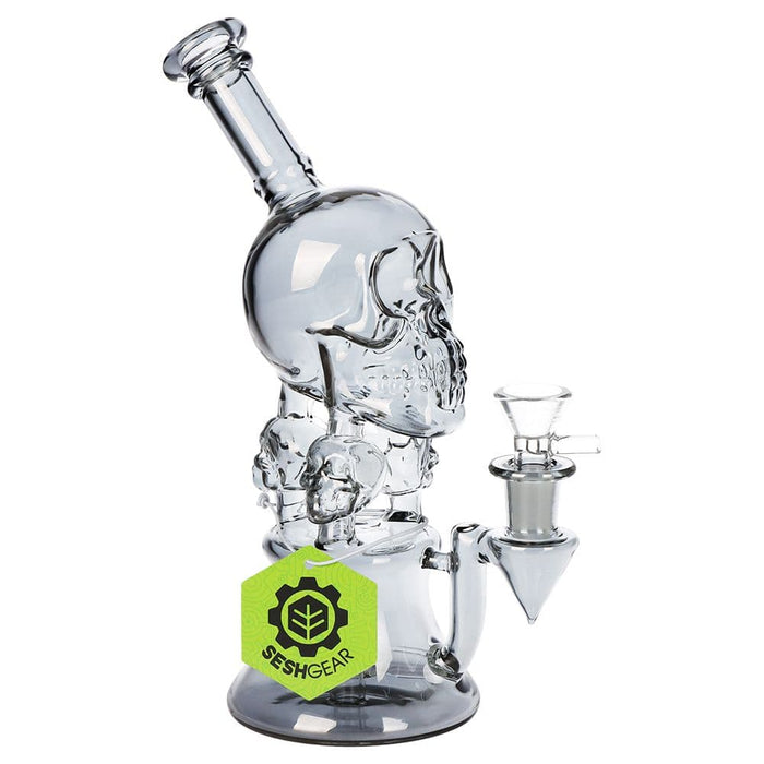 SeshGear Stacked Skulls Electroplated Glass Water Pipe - 9" - Toker Supply