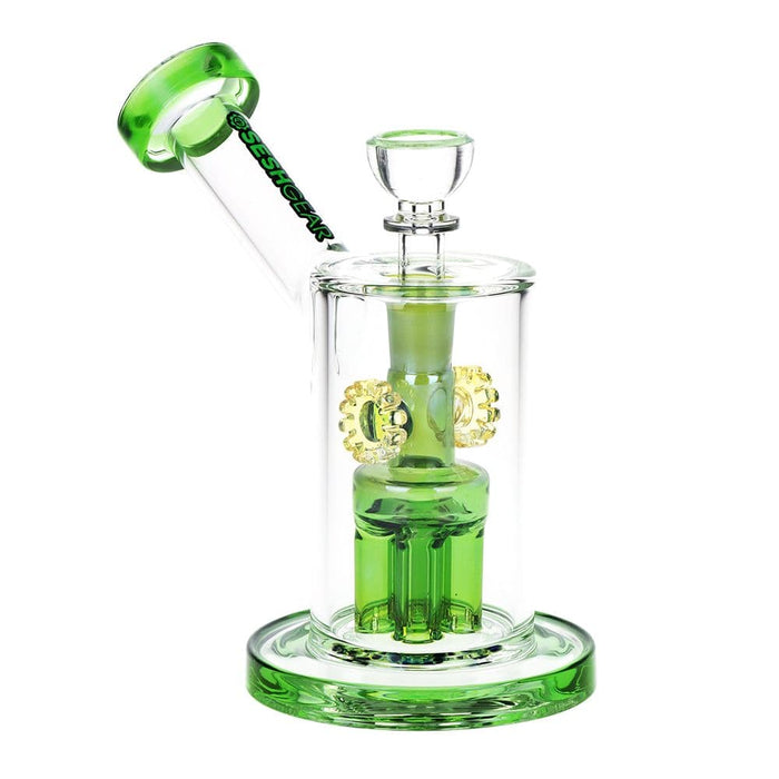 SeshGear Steampunk Gears Fumed Perc Glass Water Pipe | 6.5" | 14mm F - Toker Supply