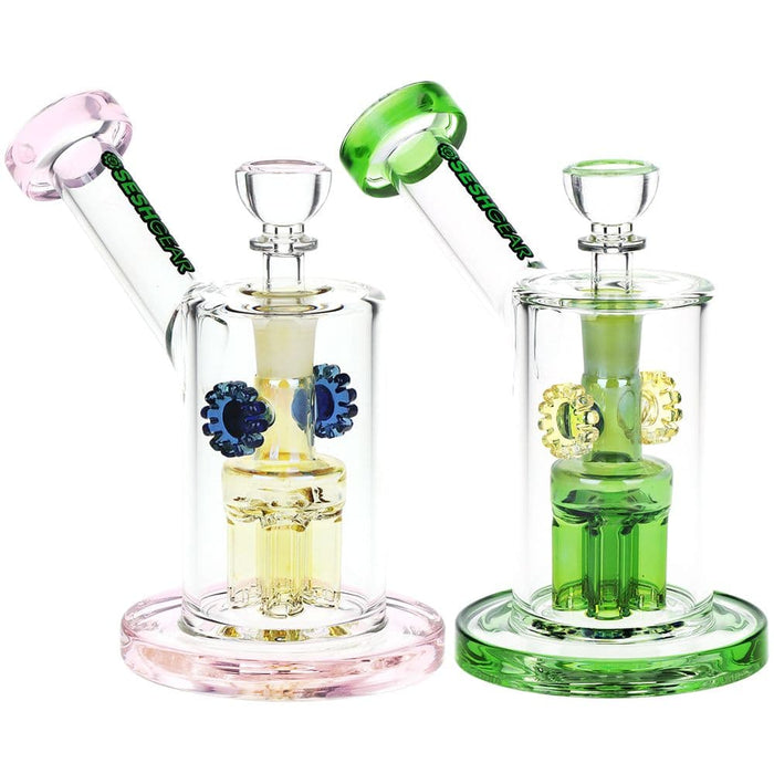 SeshGear Steampunk Gears Fumed Perc Glass Water Pipe | 6.5" | 14mm F - Toker Supply