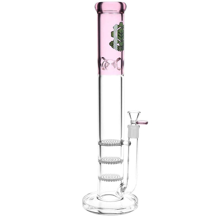 SeshGear Triple Honeycomb Perc Straight Tube Water Pipe - 15" / 14mm F / Colors Vary - Toker Supply
