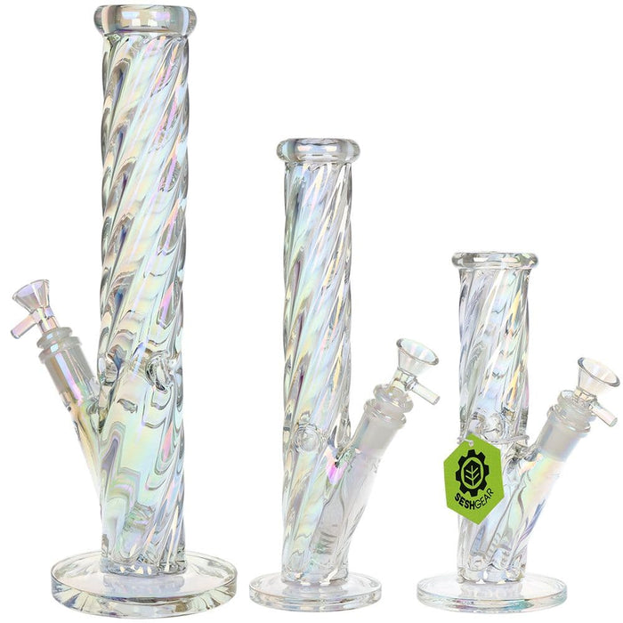SeshGear Twist Straight Tube Glass Water Pipe - 13.75" / 14mm F - Toker Supply