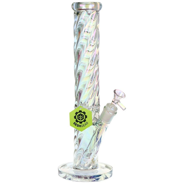SeshGear Twist Straight Tube Glass Water Pipe - 13.75" / 14mm F - Toker Supply