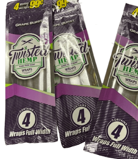 Twisted Hemp Organic Natural 4 Wraps Per Pack Grape Flavor (3 Count) - Toker Supply