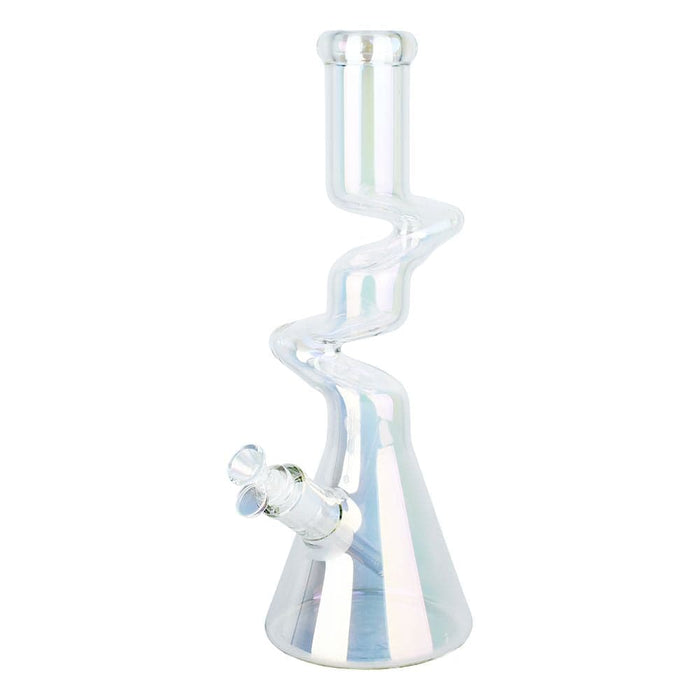 Twisty Tunnel Electroplated Glass Water Pipe - 14.75" / 14mm F / Colors Vary - Toker Supply
