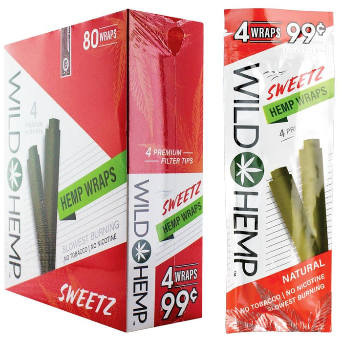 Wild Hemp Hemp Wraps | 4pc | 20pk Display - Toker Supply