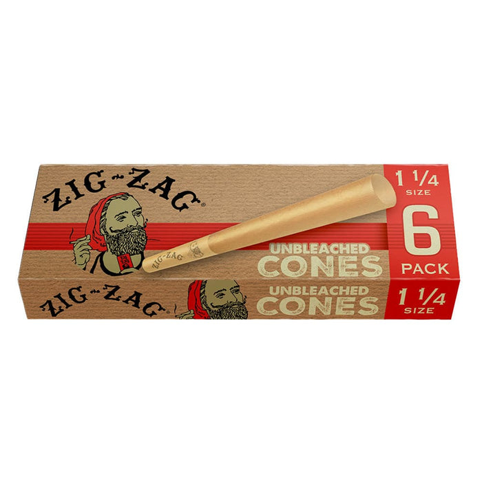 Zig Zag Unbleached Paper Cones - 6pk / 1 1/4" 24pcs - Toker Supply