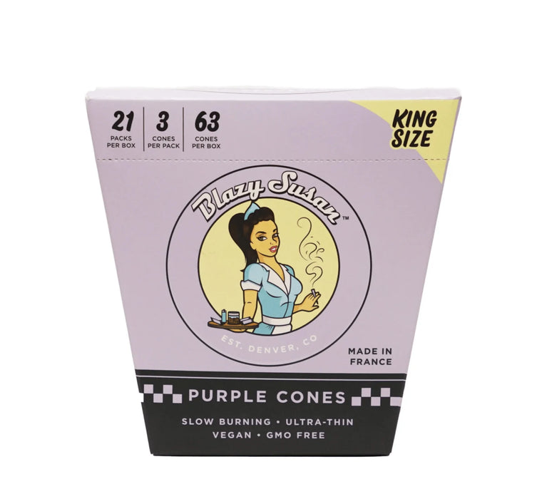 Blazy Susan - King Size Purple Pre Rolled Cones Full Box - Toker Supply