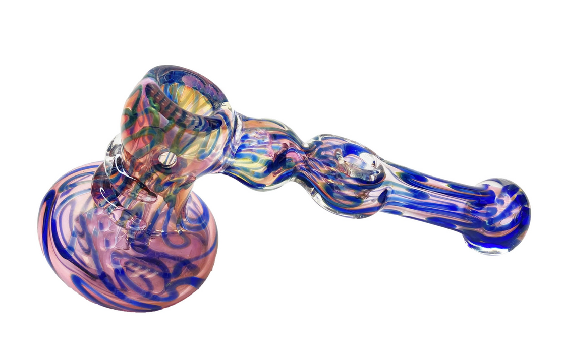 Fumed Hammer Style Bubbler w/ Latty Accents - Toker Supply