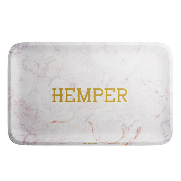 HEMPER  - Luxe Marble Pink/White Rolling Tray - Toker Supply