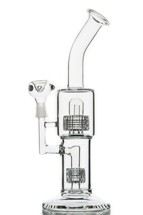 The "Loud Pack" Bent Neck Double Stereo Matrix Perc Water Pipe - Toker Supply
